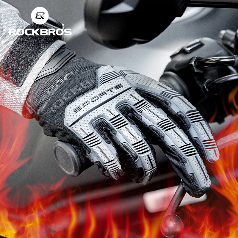

ROCKBROS Winter Warmer Full Finger SBR Thickened Pad Cycling Gloves Sport Tactical Gloves Shockproof Breathable GEL Bike Gloves