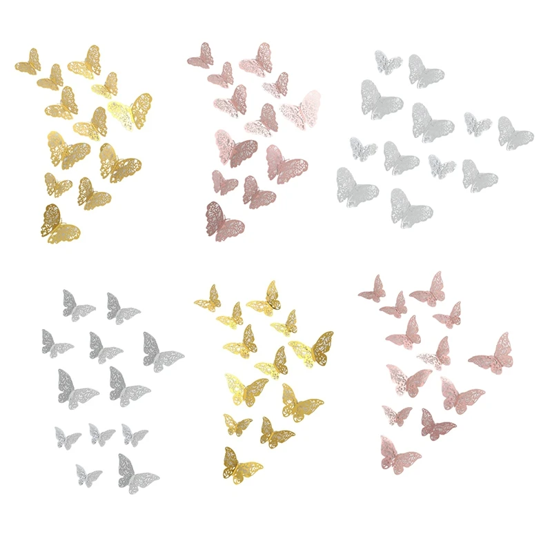 72Piece Butterfly Party Decor Wall Stickers House Decor 3D Butterfly Wall Decor For Crafts,3 Sizes 3 Colors 2 Styles