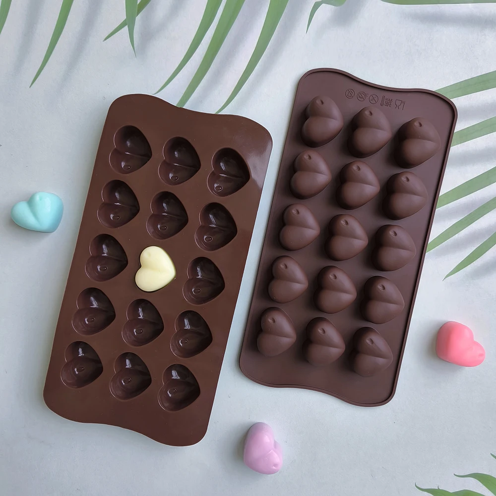 1pc 15 cavity Diamond Heart Shaped Silicone Chocolate Mold Handmade Biscuit Candy Jelly Mold Lacquer Wax Particle Mold