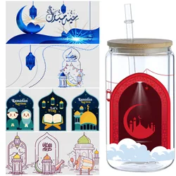 5 Sheets Islamic Ramadan UV DTF Cup Wrap,Sport DTF Transfer Stickers for Glass Cup,Waterproof Ramadan Rub on Transfers