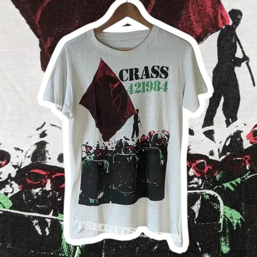 

Summer Vintage Crass Rock Music Band Short Sleeve Tee White Color Shirt Men Women European American Y2k Cotton Alphabet Pattern