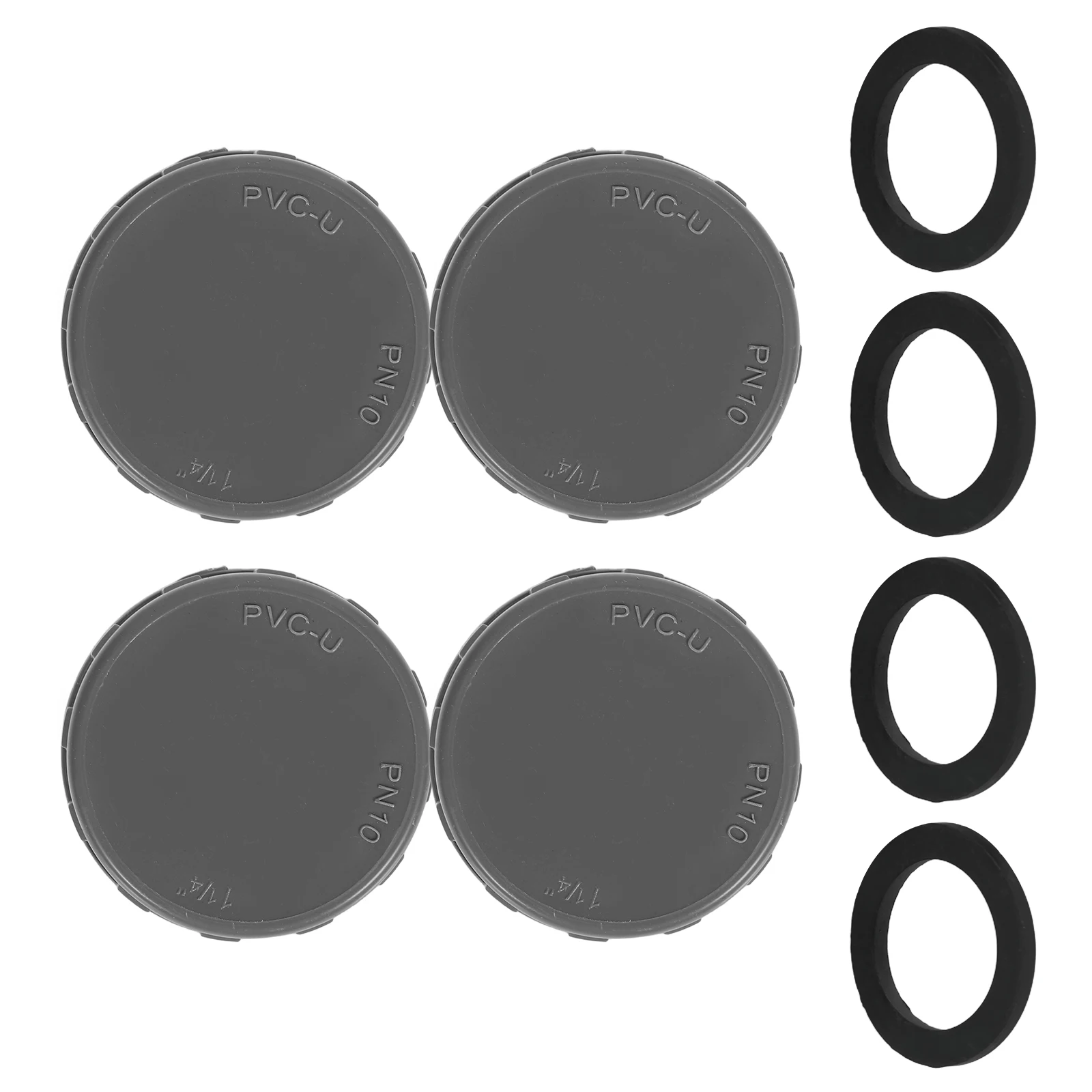 4 Sets 40 mm Innengewinde PVC Grau Farbe Spezielle Unterlegscheibe Wasserrohrverschraubung Innengewinde Rohrkappe PVC Sanitärkappe Robust