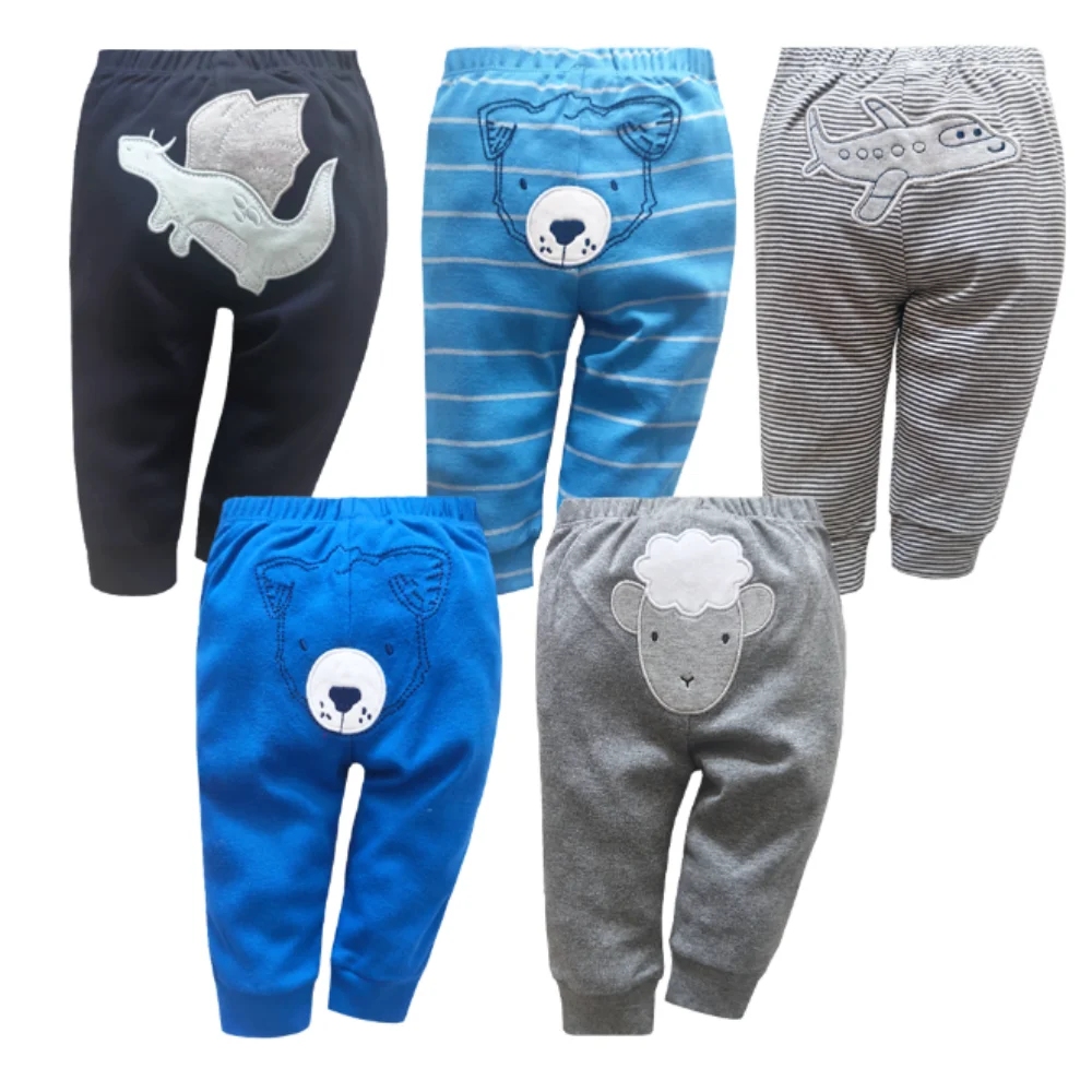 2026 Summer Soft Cotton Baby Boys Pants Cartoon Bright Color Girls Pants New Fashion Striped Baby Pants Newborn Toddler Leggings