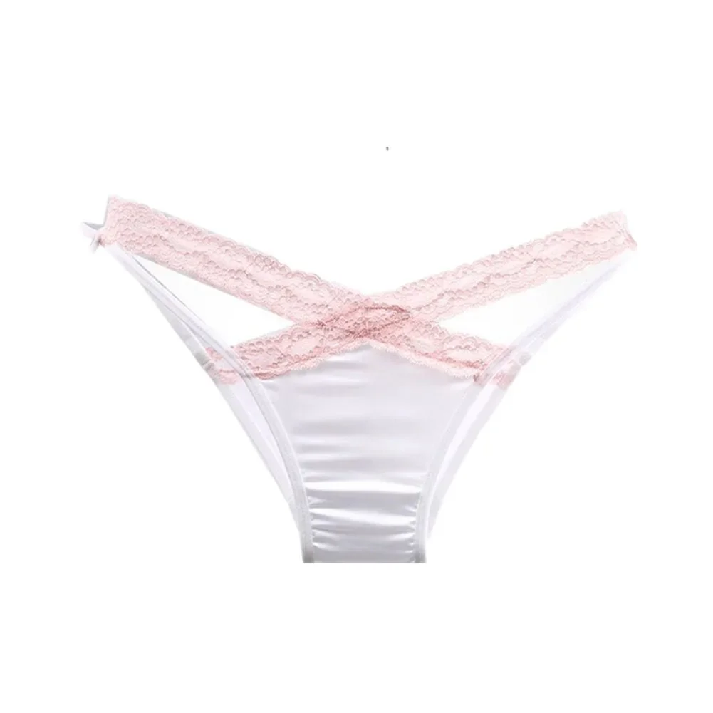 

Cross Belt Lace Transparent Sexy Women Underpants Mesh Hollow Bow Panties Cotton Crotch Briefs Lingerie