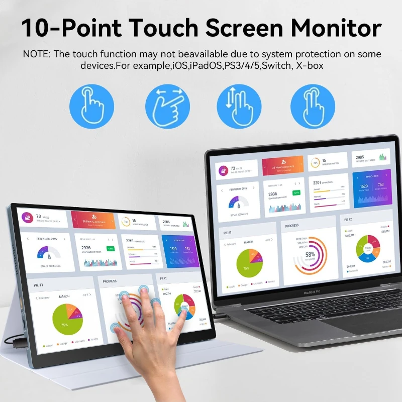 HOT Gam of work 10.5" OLED 2.5K Portable Touch Monitor 100% DCI-P3 for Windows Android Switch Dual Screen For PC Loptop Extensio - view 2