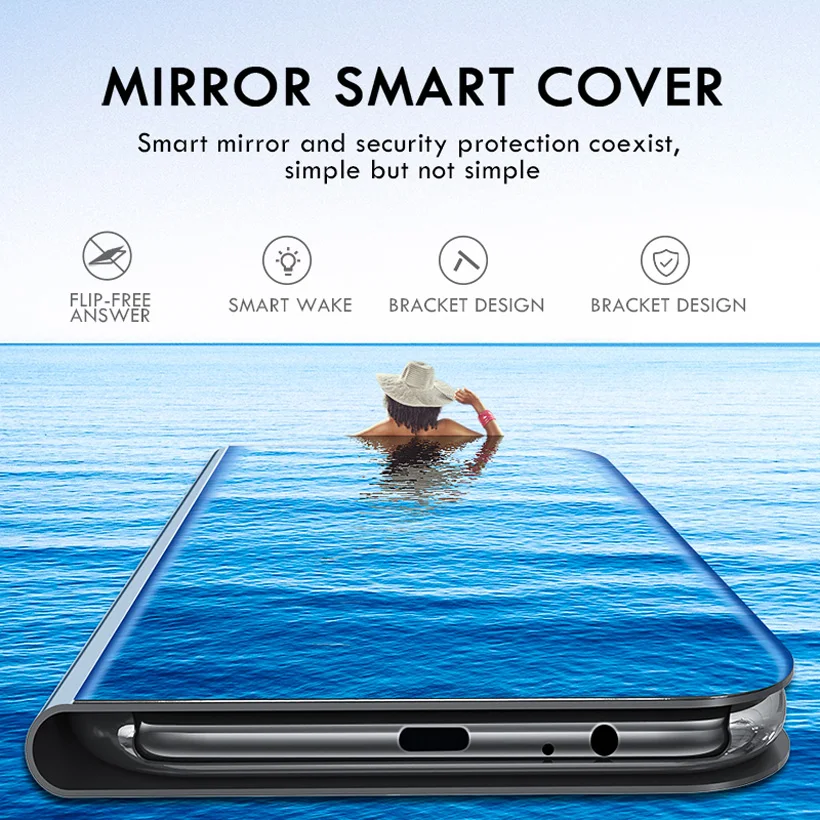 Etui Mirror Smart Case do Samsung Galaxy Note 8, skórzane etui z klapką do Samsung Note 8 9 10 20 Plus ulta Phone Cover