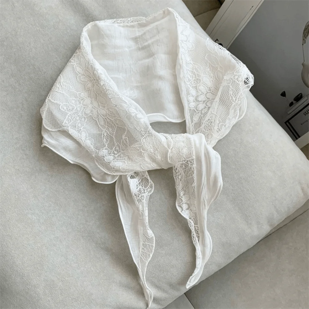 Fashion Breathable Triangle Scarf Sunscreen Wraps Lace Headband Pastoral Style Countryside Style Skirt Curtain Bag Accessories