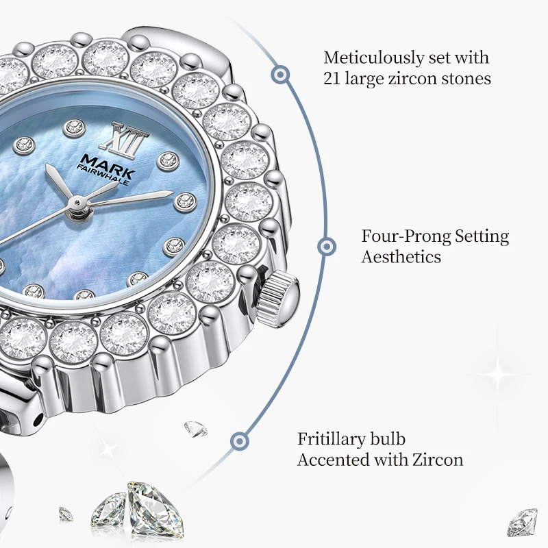 MARK FAIRWHALE FW-3940 Elegant Ladies Quartz Watch 30MM Zircon Bracelet 3ATM Waterproof Dress Wristwatch