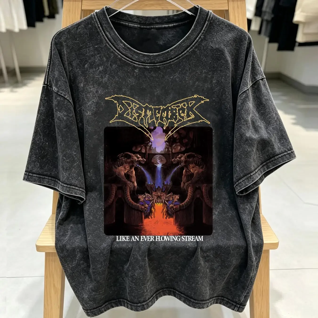 washed T Shirt Dismember Like An Ever Flowing Stream Black OFFICIAL vintage Washed streetwear Stylish Top For Everyday Wear