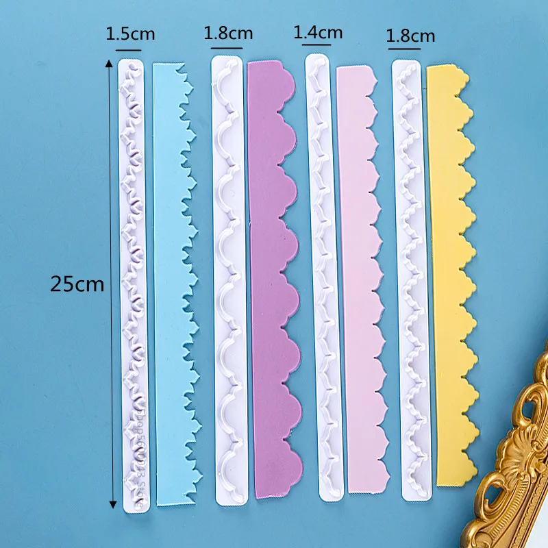 4pcs/set Clay Polymer Cut Lace Mould DIY Ceramic Clay Sculpture Wavy Skirt Embossed Strip Texture Modeling Tools Pottery Tools