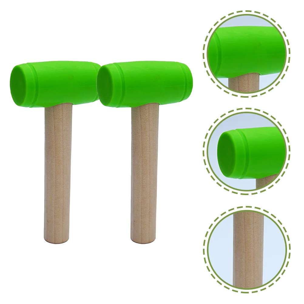 2Pcs Toy Hammer Simulation Wooden Hammers Kids Maintenance Tools Toys Gifts hammer toy mallet toy fake hammer