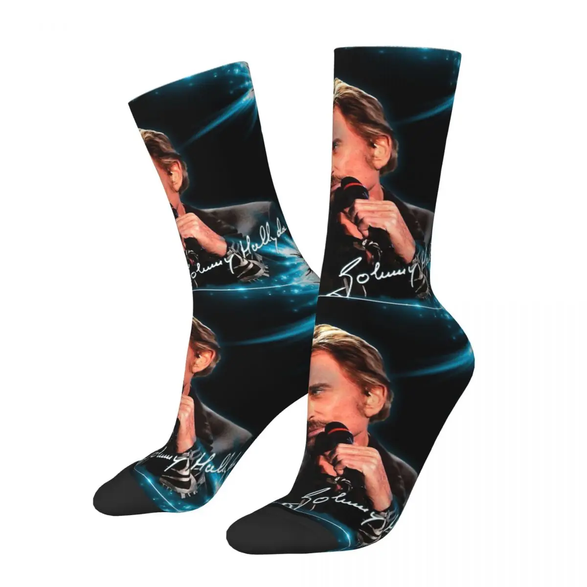 

Tribute Johnny Hallyday Rock Music French Singer Unisex Winter Socks Hiking Happy Socks street style Crazy Sock