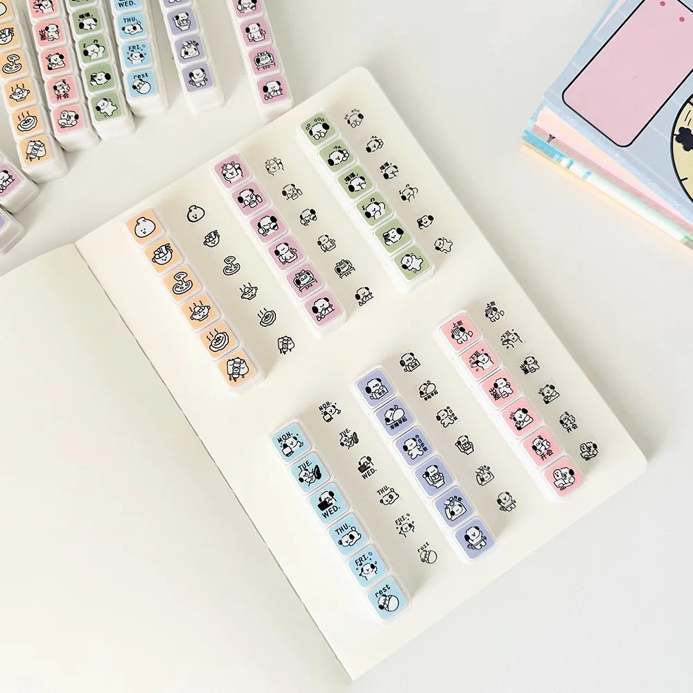 Kawaii 6 تصاميم الطوابع الزخرفية الكرتون Diy بها بنفسك الحرف الصحافة Inkpad Stamps متعددة الأغراض سكرابوكينغ ختم مجلة مخطط #2