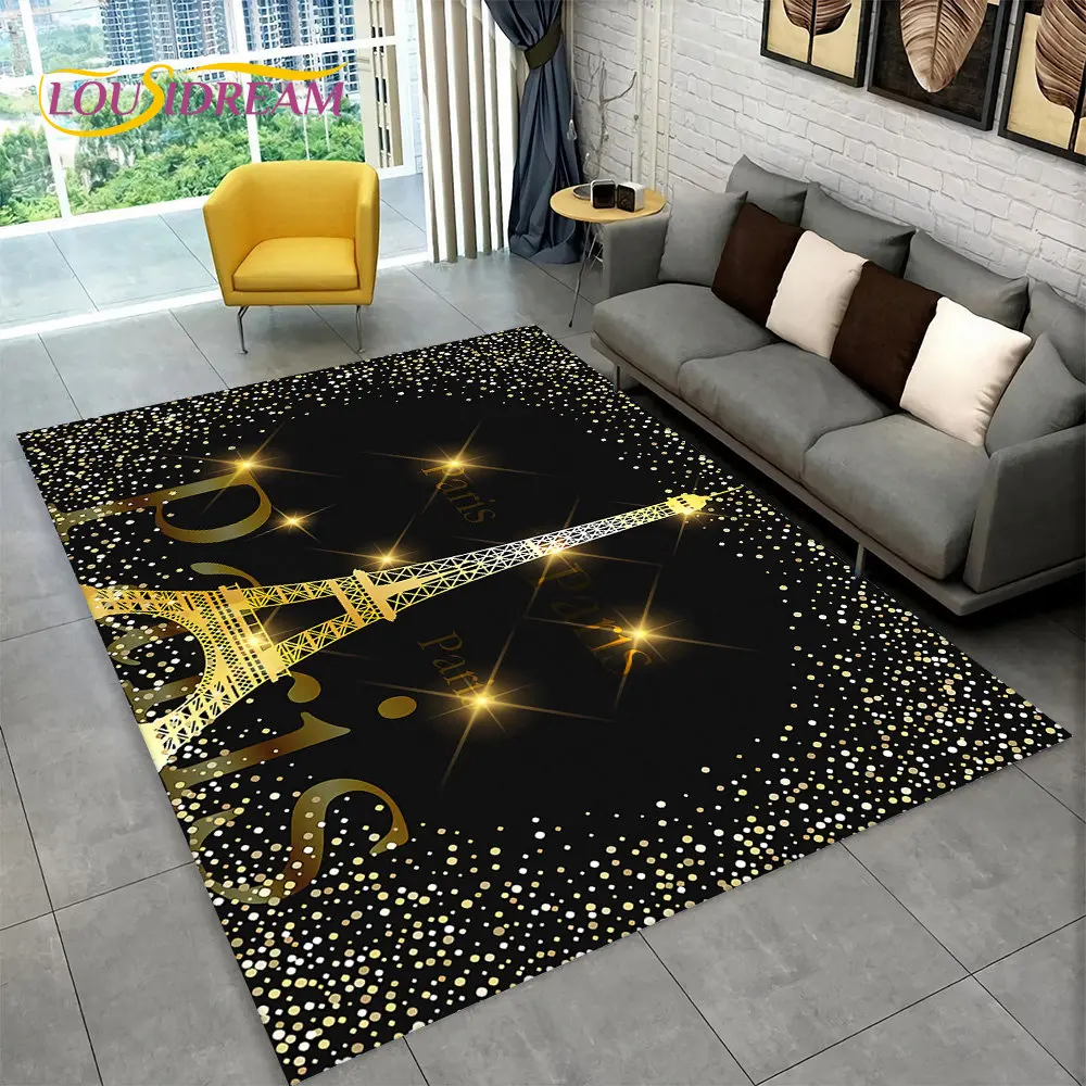 프랑스 파리 에펠 탑 로맨틱 아트 영역 러그, 거실 침실 소파 도어 매트, 주방 장식, 미끄럼 방지 바닥 매트, 카펫 러그