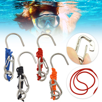 Scuba Diving Reef Hook 120cm Spiral Coil Lanyard Diving Stainless Steel Single Hook Diving Drift Reef Hook for Water Activities