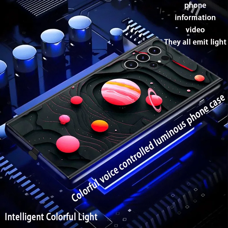 Deductive Plant Star Shockproof Luminous Phone Case Glow For Samsung S25 FE S24 S23 S22 S26 Ultra Zfold 7 6 5 4 LED Glass Shell