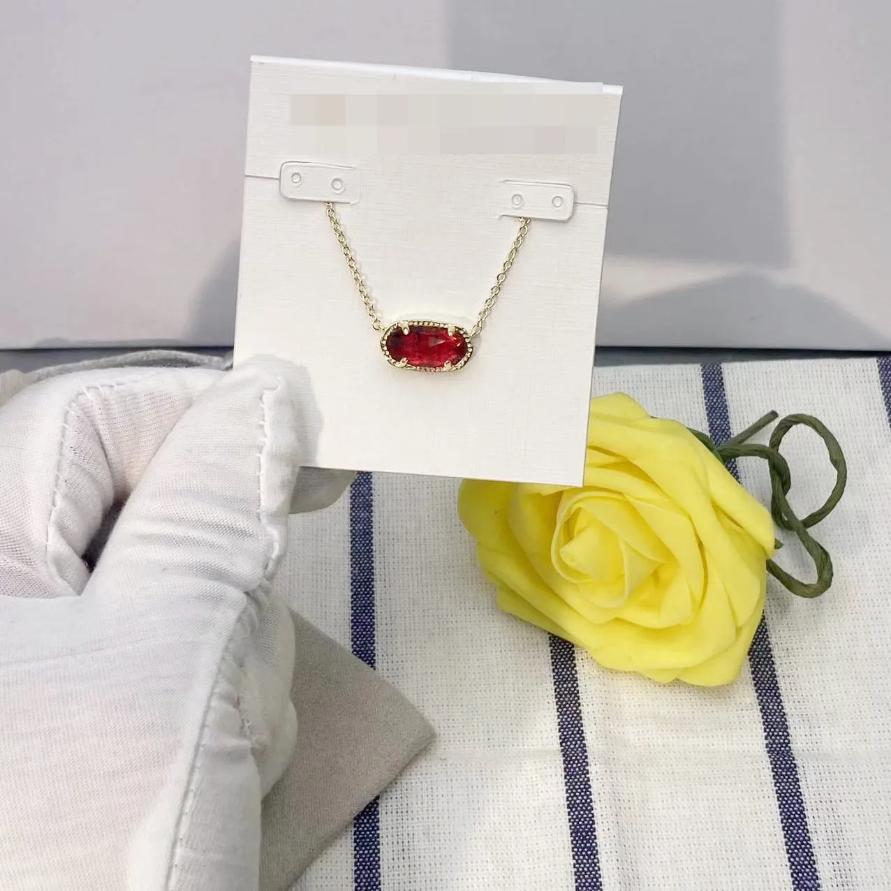 YEEVAA Geometric Ruby Red Clear Glass Gemstone Pendant Necklace for Women, Fashion Jewelry, Unique Gifts