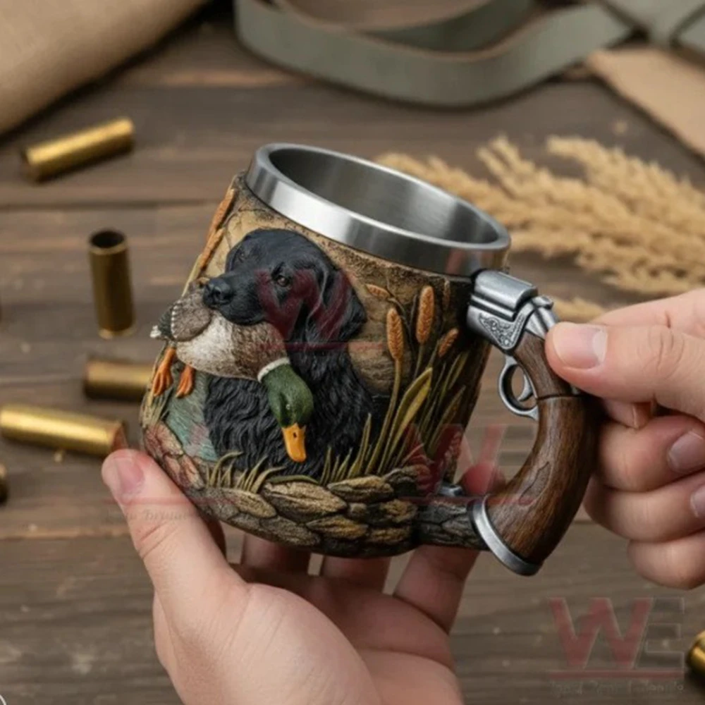 Vintage Dragon Song Pattern Hunting Dog Duck Hunter Mug Desktop Decoration Ornament Father's And Valentine's Day Gift