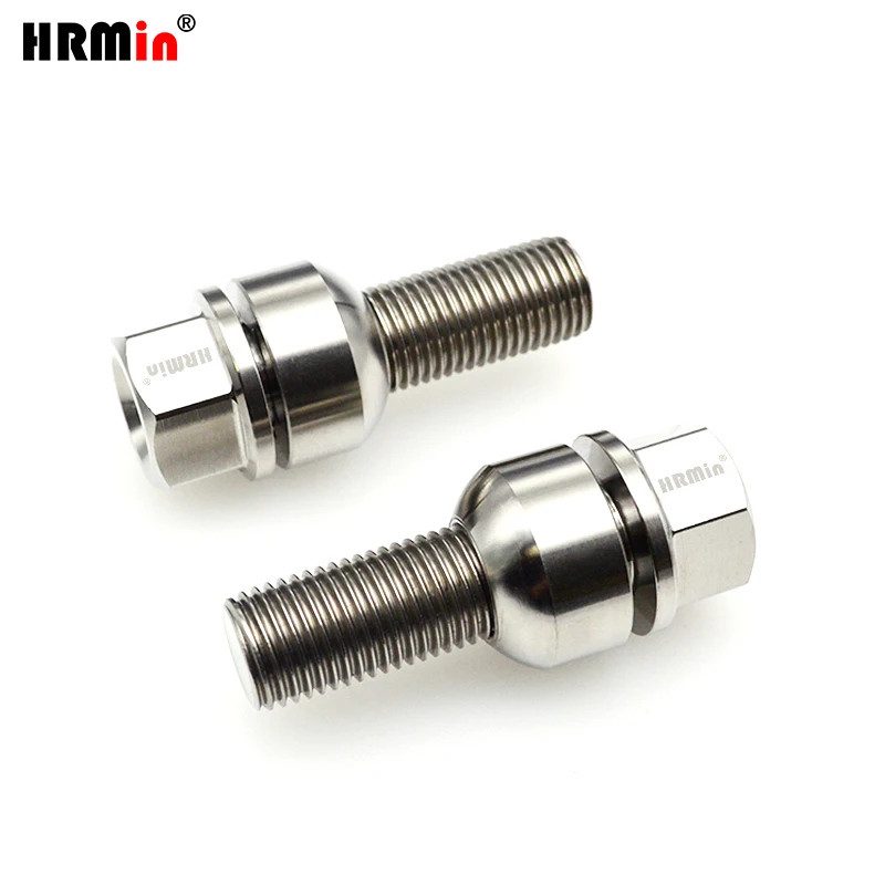 HRMin Factory high quality 19 Hex Gr5 titanium ball seat free washer wheel Rim bolt titanium bolt M14x1.5 mm for Porsche Bentley