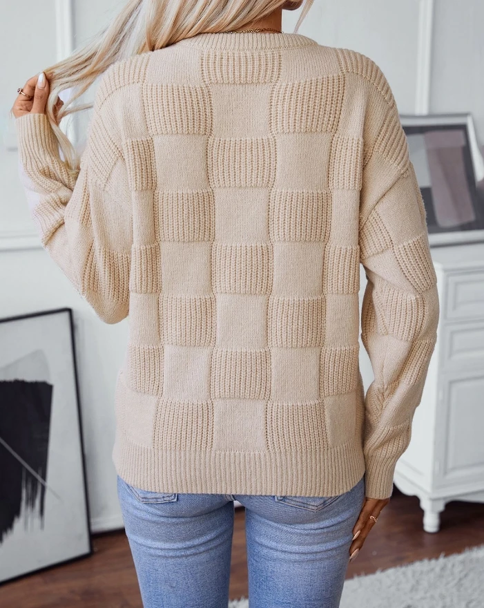 Autumn Fashion New Sweater Simple Personality Loose Round Neck Casual Pullover Sweater for Women Quick Delivery of Spot Goods