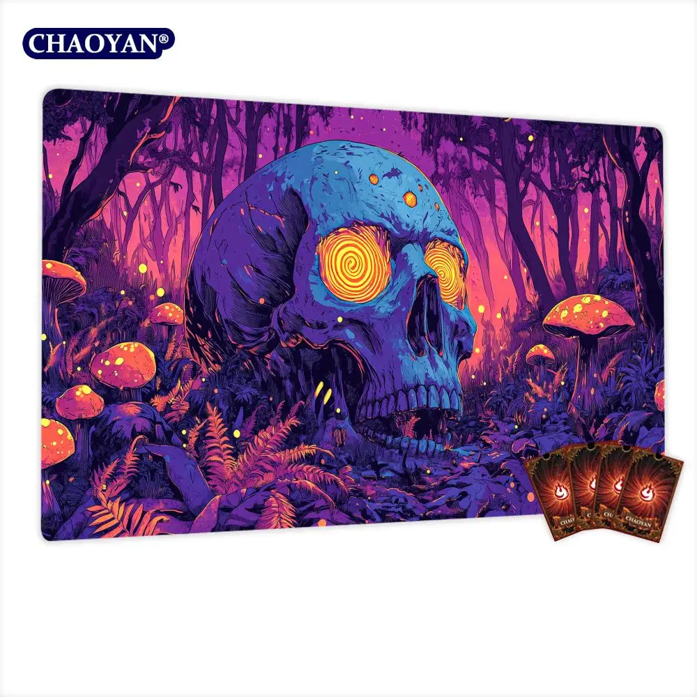 eerie skull and mushrooms TCG Playmat Magic Card Battle Mat Non-Slip Durable 35X60cm Commander playmat Board Game Mat for TCG