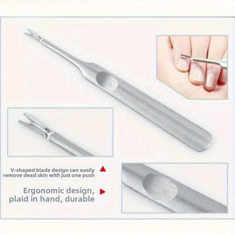 Kit de eliminación y uñas encarnadas de 4 piezas con herramientas de acero inoxidable, incluida lima de uñas, empujador de cutículas-Juego de pedicura profesional