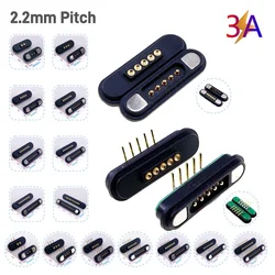 1 Pair 3A Magnetic Pogo Pin Connector 2 3 4 5 6 7 8 9 11 Positions Pitch 2.2 MM Spring Loaded Pogopin Male Female Contact Strip