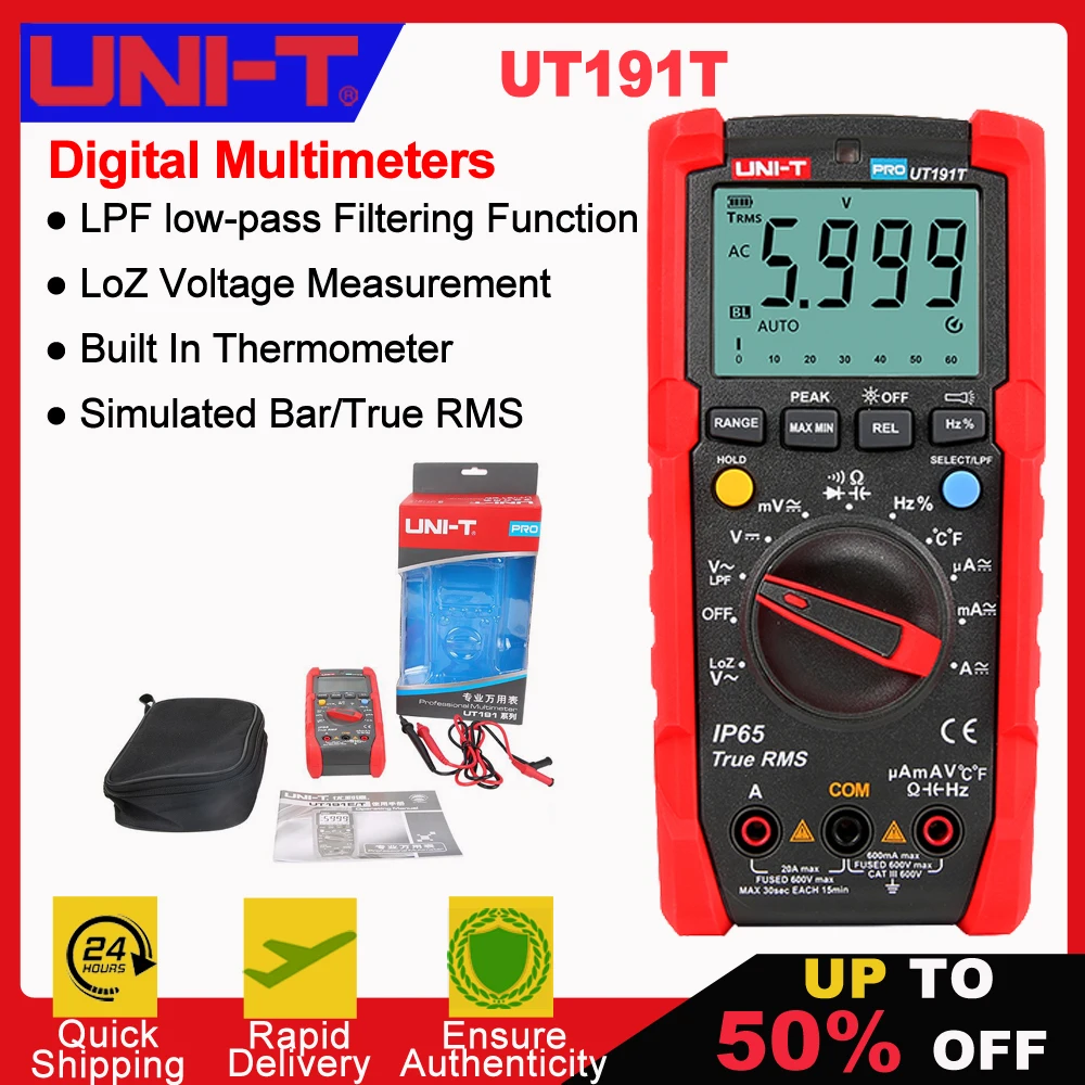 UNI-T UT191E UT191T unità multimetro digitale professionale True RMS ACV AC DC misuratore di corrente di tensione Tester resistore condensatore