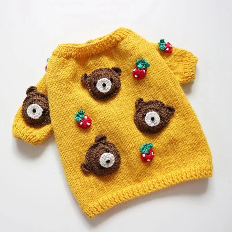 Pet Knitted Sweater Green Plaid Teddy Autumn and Winter Clothes Soft Dog Clothes Puppy Fashion Pullover Pet Products XS-XL