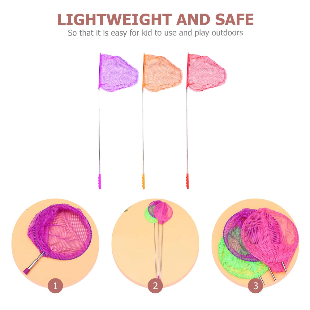 

3 Pcs Fishing Net Kids Nets Telescopic Butterflies Butterfly Alloy Insect Child