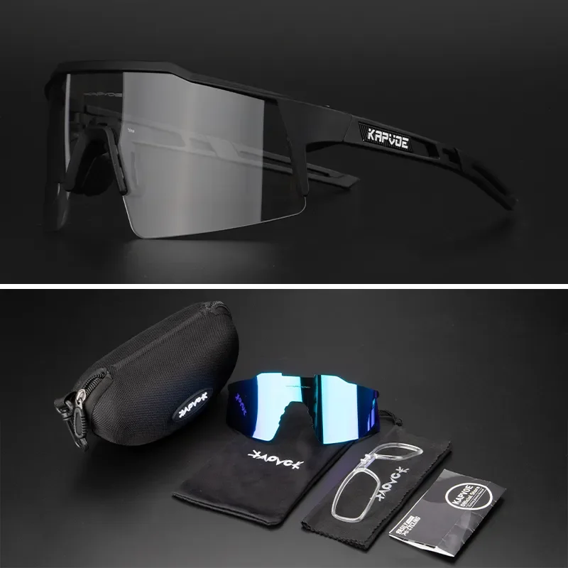 2 Lens Cycling Glasses Photochromic Men Women Sport Running Fishing Eyewear MTB Bike Discoloration Goggles Bicycle Sunglasses