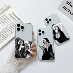 Smoking Nuns Art Aesthetic Phone Case For iPhone 15 14 13 12 11 Mini Pro Max X XR 7 8 Plus Transparent Cover
