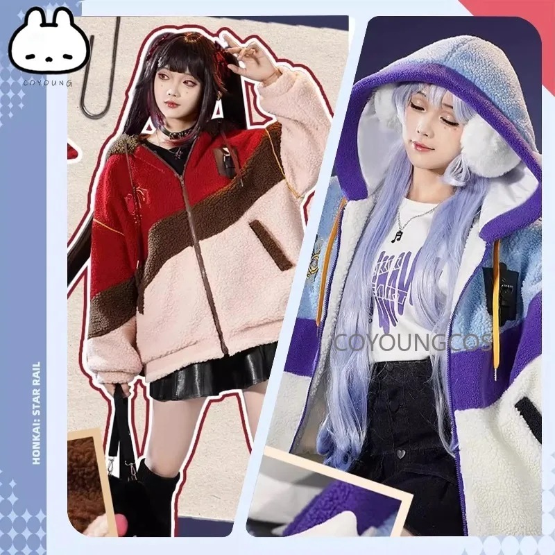

In Stock Honkai：Star Rail Robin Sparkle Fan Made Cosplay Plush Coat Stylish Soft Anime Derivative Costume Outerwear Daily Wear