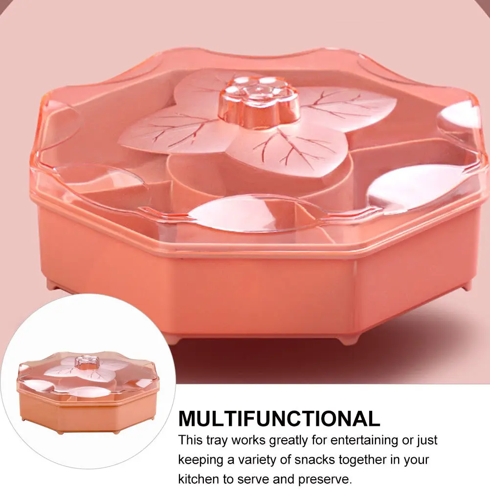

1pc Compartment Snack Box Pp+ Material Single Layer Fruit Cheese Tray Transparent Petal-Shaped Storage Plate For Home Party