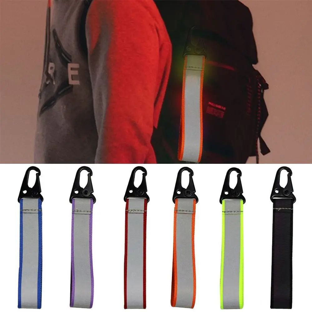 2pcs Outdoor Reflective Keychains High Visibility Safety Reflective Keychain Pendant Webbing Material For Bag Strap Pendant