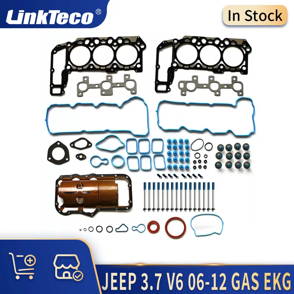 Engine Parts Full Gasket Set Kit & Bolt Fit 3.7 L V6 GAS SOHC EKG 6G83 05-12 For JEEP GRAND CHEROKEE LIBERTY DODGE RAM 1500 3.7L