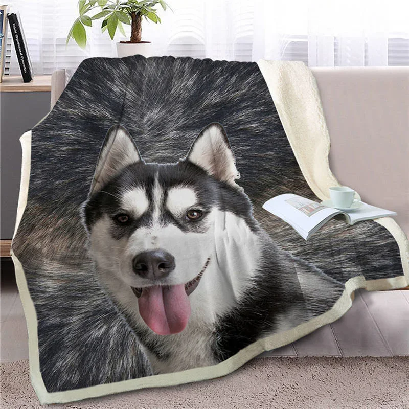 

3D Husky Blanket Fleece Blankets For Beds Home Textiles Luxury Adult Kids Gift Soft Winter Cute Animal Dog Warm Throw Blanket