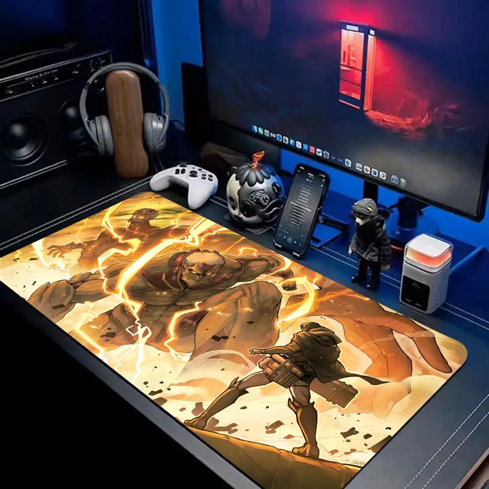 Cool Attack On Titan Mouse Pad Tapetes de Mesa Teclado, Borracha Kawai, Tapete de Mesa Antiderrapante, XXL90x40cm