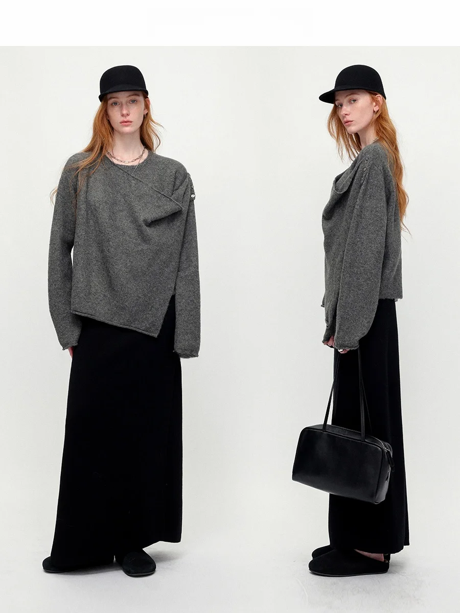 

CHACHASTU Winter Irregular Positioning Design Hooded Sweater Women's New Sle Casual Long Sve round Ne Warm Top