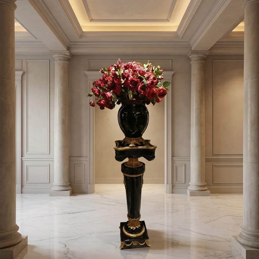 &c European Retro Classic Style Antique Chinese Craft Brass Ceramic Vase Customizable Logo Floor Vase for Office or Home Use