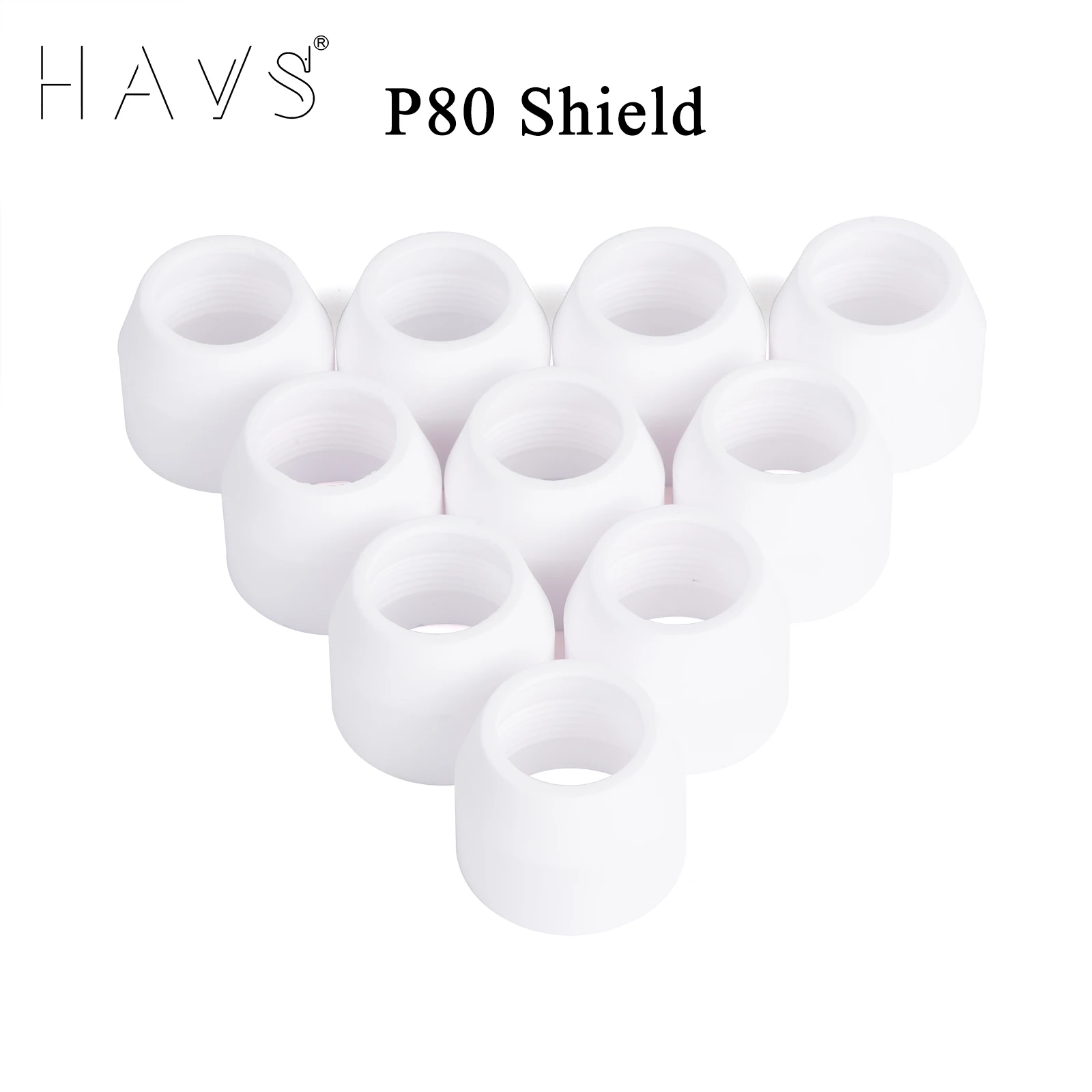 

10Pcs P80 Ceramic Shield Cup/Cap Inverte Air Plasma Cutter Cutting Machine Torch Gun Consumables Accessories Spare Parts