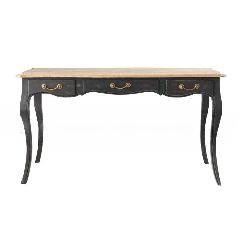 アメリカ産無垢材デスク家具 学生用オーク製ライティングデスク 収納テーブル 子供用レトロデスクと椅子の組み合わせ