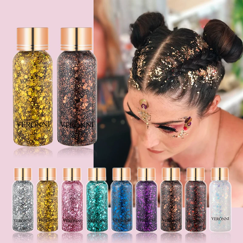 9 色のボディペイントグリッタージェルフェイスリップスターグリッターアイシャドウホリデーステージ輝く肌と眩しいメイクアップ