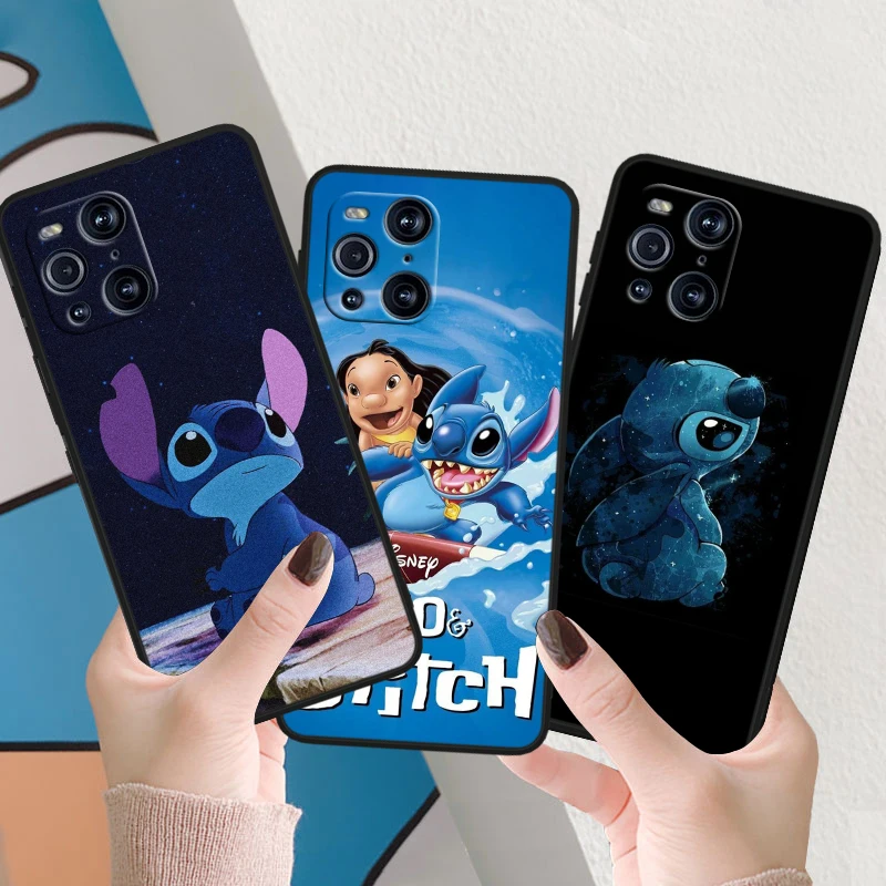 Disney Stitch Cool For OPPO Find X6 X5 X3 X2 F21S F21 Pro Lite Neo Black Silicone Fundas Soft Phone Case