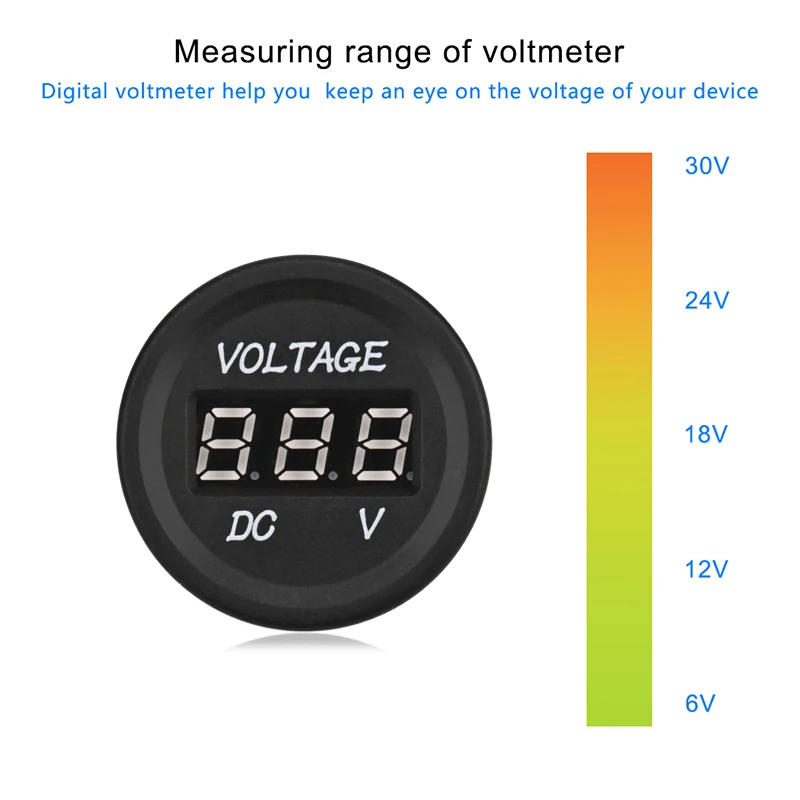 DC 5V-48V LED Mini voltmetro rotondo impermeabile motoscafo pannello moto voltmetro digitale Tester per auto moto barca ATV