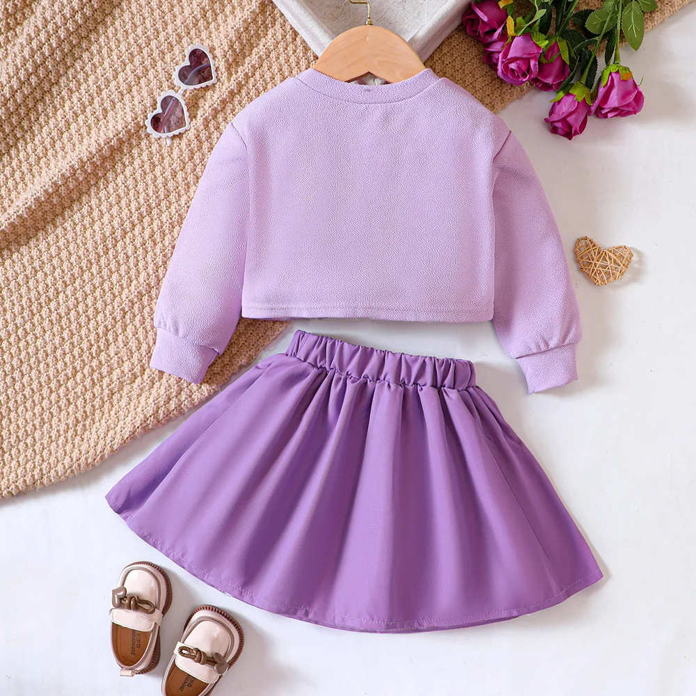 Kids Casual Clothing Sets Outfits for Girls 2024 Autumn Winter New Toddler Letter Print Sweatshirts Tops Skirts Fashion Children