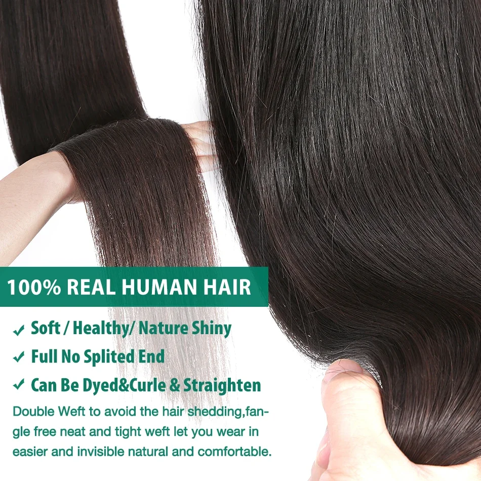 Human Hair Bundles บราซิลผมรวมกลุ่มกระดูกตรง 28 30 32 นิ้ว Remy Raw Hair Extensions 3 4 Bundle Virgin Hair Weft