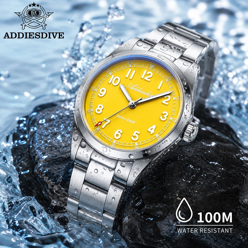 ADDIESDIVE 36mm Woman Watch Super 2035 Japan Quartz 10Bar Waterproof BGW9 Luminous Stainless Steel Diver Wristwatch AD2521 New