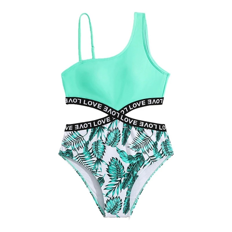 

Kids Girls Hollow Out One-piece Swimwear Children Printed Bodysuit Swimsuit Pool Bathing Suit Beachwear