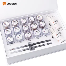 LODDEN Stain Glaze Paste Dental Porcelain KIT Low Temperature Glaze 25ml Liquid Mink Pens for Zirconia Glazing Filling Materials